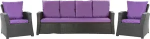 Комплект садовых подушек из полираттана, фиолетовый - подушка сиденья 150x50 см + 3 подушки спинки 56x50 см - подушки для 4-5-местного садового дивана и садового стула/кресла