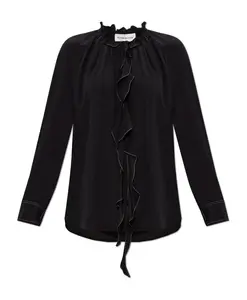 Шелковая рубашка с оборками Victoria Beckham, черный