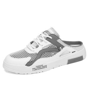 Мужские сандалии с закрытым носком, резиновая подошва, устойчивая к запахам и скольжению BAKE, White Gray