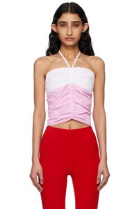 Розовый и кремовый топ с халтером и сборками Kijun