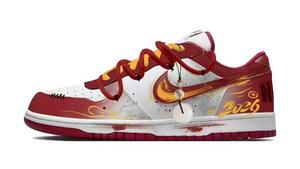 Nike Кроссовки для скейтбординга Unisex Big Red Flame Cloud Pattern Cushioning Slip Resistant Low top Red