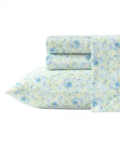 Комплект постельного белья Rowena из хлопкового сатина с плотностью 300 нитей, размер King Laura Ashley, синий/желтый