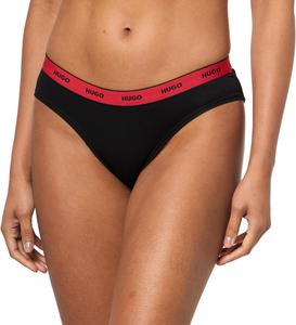 HUGO Женские трусики с контрастным логотипом из хлопка с эластаном, Night Black