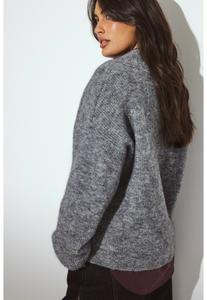 Джемпер NA-KD V-NECK , Grey Melange/Grey