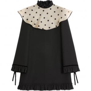 Платье-мини с высоким воротником Crepe Couture Valentino, черный