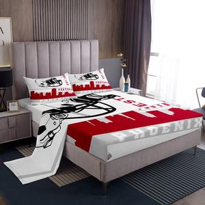 Erosebridal Комплект постельного белья American Football с принтом футбольного поля в красно-серой гамме для фанатов спорта, Grey Red