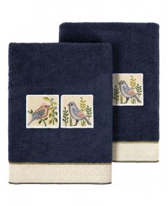 Набор из двух полотенец для рук Belinda из турецкого хлопка с вышивкой Linum Home, цвет marine