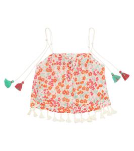 Топ с цветочным принтом Mara Poupette St Barth Kids, Orange Daffodil
