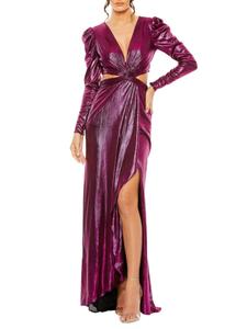 Металлическое платье с вырезом Mac Duggal, цвет Dark Magenta