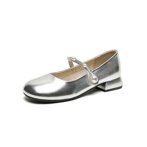 JOSINY Женские туфли Мэри Джейн на массивном каблуке серебристые, цвет Silver