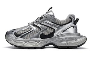 Амортизирующие износостойкие массивные кроссовки унисекс серебристо-черные EBLAN, черно-серебристые