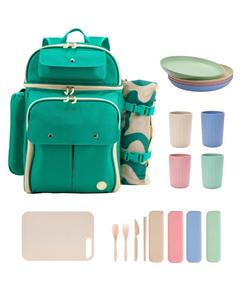 Рюкзак для пикника с термоизолированными отделениями и ковриком для пикника J World, Green