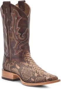Мужские сапоги Corral Taupe ручной работы, Вестерн-сапоги с широким квадратным носком, дизайном из питона и вышивкой Corral Boots