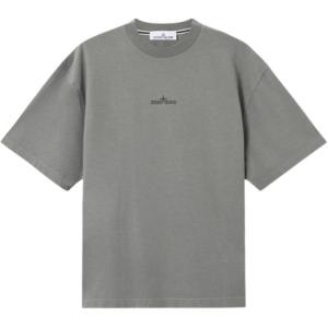 Футболка с вышитым логотипом STONE ISLAND, cement