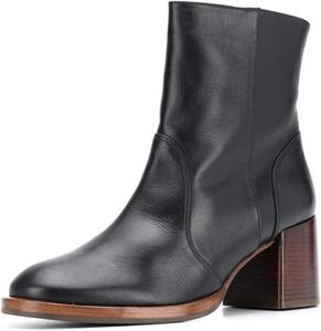 Женские ботильоны XYD в ретро стиле с массивным средним каблуком, круглым носком, молнией сбоку, вестерн-стиле, удобные обувь, Black