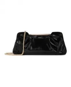 Сумка из мятой кожи на металлическом каркасе. Kazar, черный