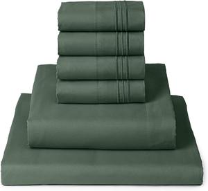 Mellanni Комплект постельного белья Full 6 предметов, изумрудно-зеленый, из коллекции с 4 наволочками, глубина кармана 40 см, простой в уходе, мягкий охлаждающий из микрофибры с начесом