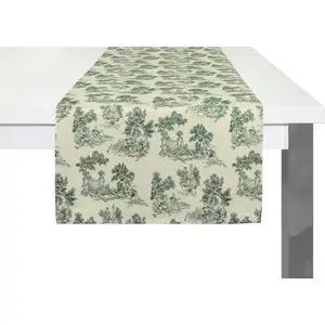 Дорожка для стола Good Old Days органическая GOTS, сертифицирована CERES 0242, Сделано в Германии Adam, темно-зеленый/натуральный