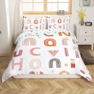 Erosebridal Богемный комплект постельного белья для детей с английским алфавитом и радужным принтом, застежка-молния, терракотовый, Pattern 44