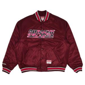 Куртка Supreme x Mitchell & Ness Camo Logo Varsity Jacket, Burgundy