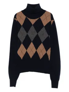 Свитер с высоким воротником и узором аргайл Jucca, синий