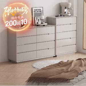 Yu Senyi Комод 60 см для гостиной из массива дерева в стиле французский минимализм, 5 ящиков, нежный бежевый