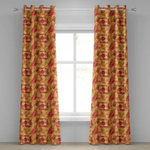 Абстрактная штора на люверсах ABAKUHAUS, мозаичный узор с геометрическим фрагментом в виде фрактальных треугольников, цифровая печать, декоративные двухпанельные шторы, 280 см x 260 см, цвет: оранжевый, бархатцы, красный Abakuhaus