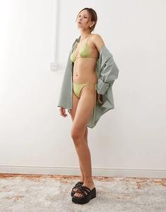 Плавки-бикини Weekday River с завязками по бокам в цвете «матча» эксклюзивно для ASOS