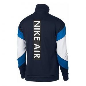 Куртка stand collar sports splicing colorblock training gym jacket navy blue dark blue Nike, синий