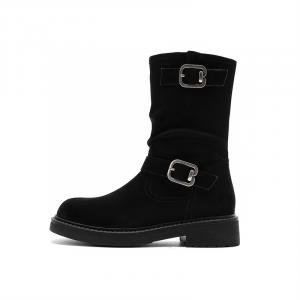 JOSINY винтажные замшевые плоские ботинки без подкладки майлард в стиле crew женские коричневые