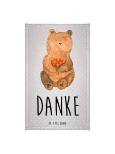 Mr. & Mrs. Panda Полотенце для гостевого туалета с надписью «Медведь благодарен» пастельно-серого цвета