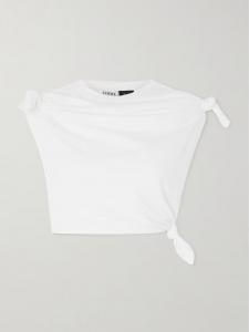 Укороченная футболка Paula's Ibiza из хлопкового джерси с узлом Loewe, белый