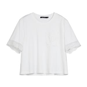 ELLE Футболка Women's White Crew Neck Moderate Straight Fit