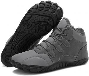 Женские и мужские ботинки Qacksv, обувь босоногого типа, зимние ботинки для снега - теплые минималистичные с широким носком, водонепроницаемые зимние ботинки, теплые ботильоны с поддержкой свода стопы, серый