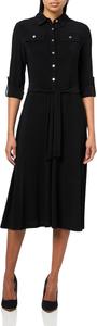 Женское платье-рубашка Tommy Hilfiger из джерси с отворотами, воротником и однотонным лифом, Black