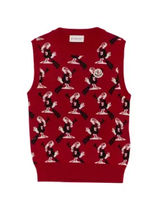 Жилет с нашивкой-логотипом Moncler Enfant, красный