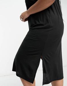 Черное платье-футболка миди Noisy May Curve