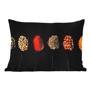 Подушка MuchoWow для улицы - Специи на черной ложке - 60x40 см - Устойчивость к атмосферным воздействиям - Подушка для отдыха - Чехлы для подушек - Декоративные чехлы для подушек - Декоративные чехлы для подушек, мультиколор