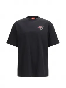 Футболка с цветочным принтом DIESEL, черный