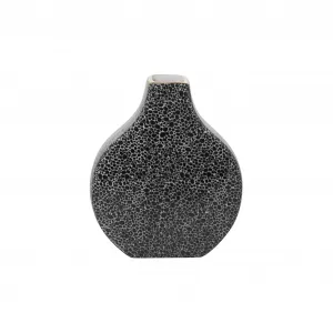 Настольная ваза Fink «MINTA, высота ок. 23 см, декоративная ваза из фарфора, с золотистым краем», (1 шт.), квадратная, с узким отверстием, для отдельных стеблей цветов, черно-белый