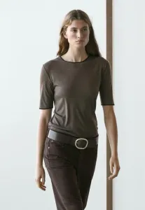 Базовая футболка с коротким рукавом и контрастными деталями Massimo Dutti, Brown