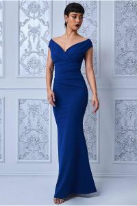 Плиссированное платье макси Bardot Goddiva, синий