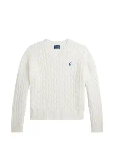 Свитер фактурной вязки Polo Ralph Lauren Kids, белый
