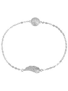 Adeliás Женский браслет в виде крыльев из серебра 925 пробы с кубическим цирконием, 20 см, серебро