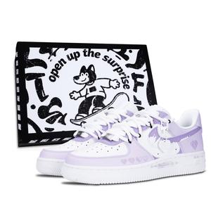Nike Кроссовки Air Force 1 Air Force 1, Heart Pixel, износостойкие, низкие, для скейтбординга, унисекс, фиолетовые