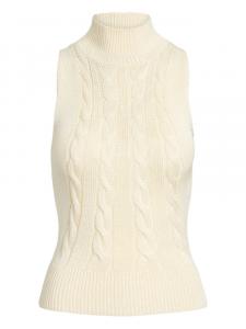 Жилет с водолазкой из косичной вязки Ralph Lauren Collection, нейтральный