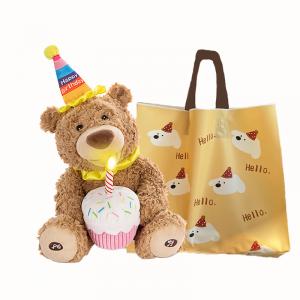 Поющая плюшевая медвежонок с подсветкой, с функцией записи, плюшевая кукла на день рождения, высота 37 см Enlightenment