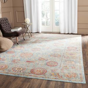 Ковер SAFAVIEH, 290 x 399 см, Sevilla Collection, Light Blue & Multi, винтажный дистресс-дизайн из вискозы, идеально для помещений с высокой проходимостью в гостиной, спальне (SEV812C)