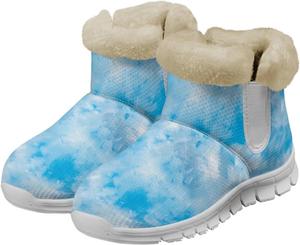 Женские зимние сапоги Howilath Fuzzy Snow с флисом, теплые снежные ботинки с поролоном с эффектом памяти, Blue Tie Dye