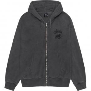 Раста лев худи с молнией, окрашенное пигментом Stussy, черный